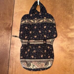 VERA BRADLEY VILLAGER HANDBAG BLACK WALNUT RETIRED RARE VERY w/ cosmetic bag SET